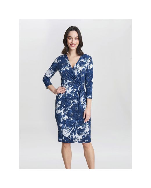 Gina Bacconi Blue Bonnie Jersey Wrap Dress