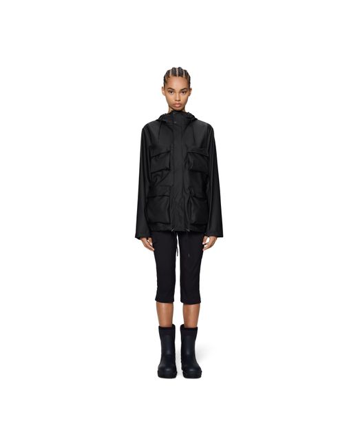Rains Black Pocket Waterproof Jacket