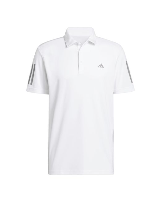 Adidas White 3 Stripe Polo Shirt for men
