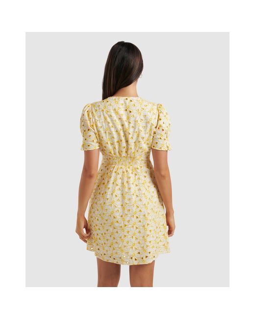 Forever New Yellow Saffron Broderie Mini Sun Dress