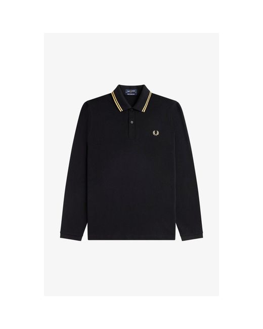 Fred Perry Black Mie Tip Short Sleeve Polo Shirt for men