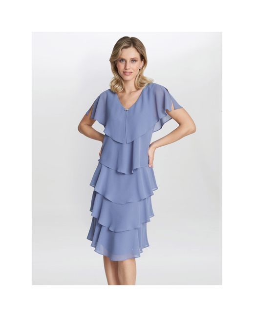 Gina Bacconi Blue Bella Georgette Tiered Dress