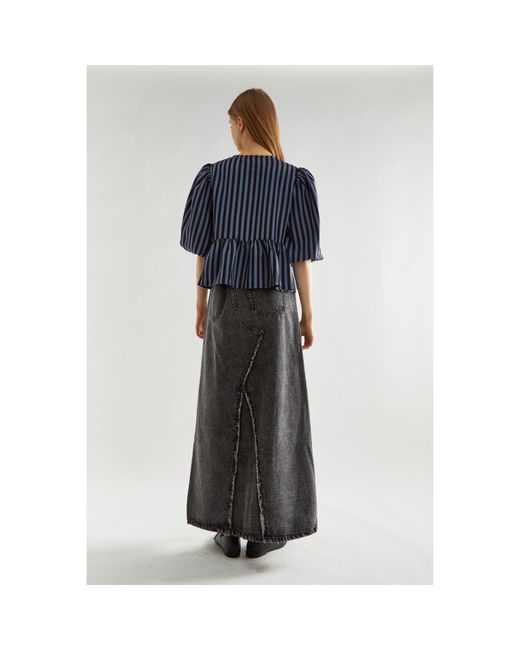 Glamorous Blue Stripe Tie-Front -Top
