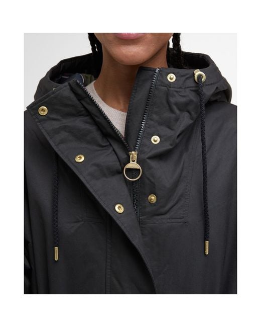 Barbour Black Dena Showerproof Hooded Long Sleeve Full Zip Rain Anorak