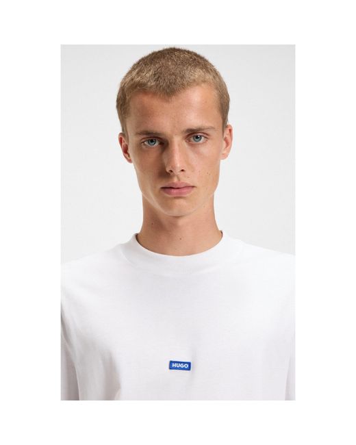 HUGO White Nieros Logo Patch T-Shirt for men
