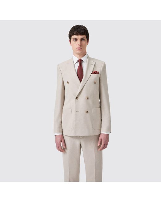 Twisted Tailor Natural Sion Slim Fit Db Herringbone Jacket for men