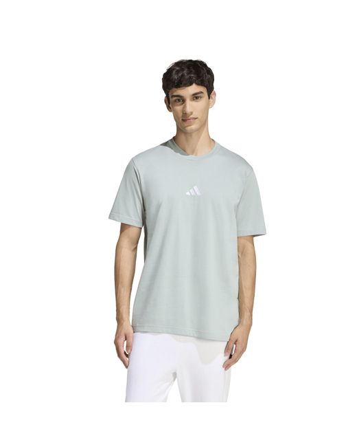 Adidas Blue Essentials Single Jersey Logo T-Shirt for men