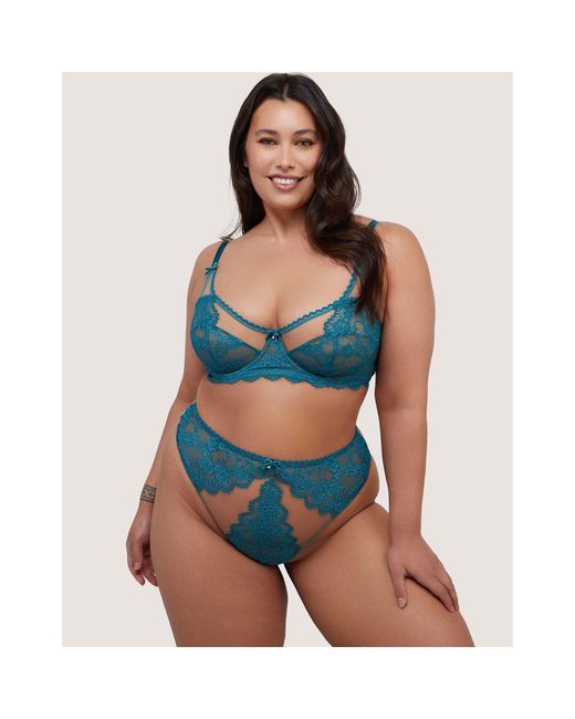 Playful Promises Blue Phoebe Eyelash Lace High Waist Thong