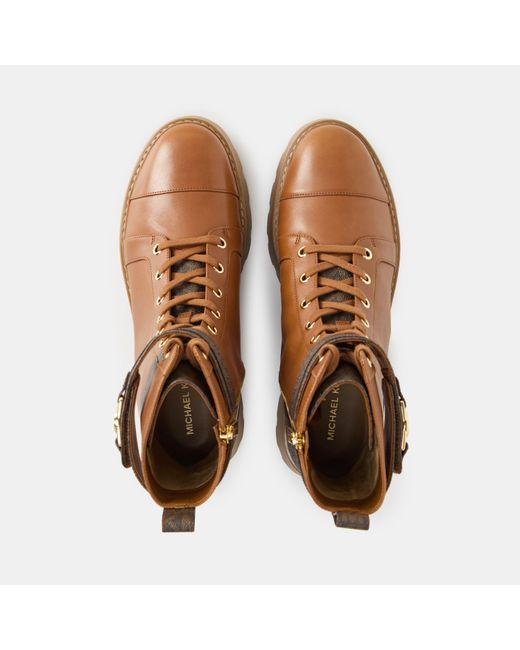 MICHAEL Michael Kors Brown Ankle Rubber Sole Biker Boots