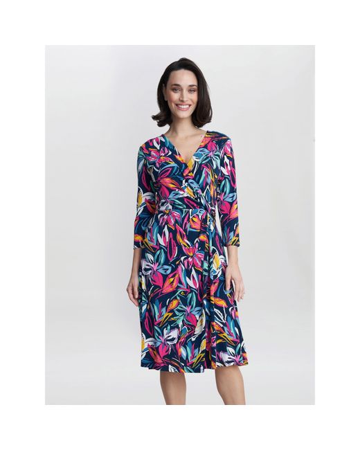 Gina Bacconi Blue Carmel Jersey Wrap Dress