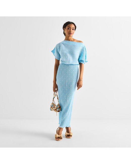 Never Fully Dressed Blue Plisse Tilly Dress