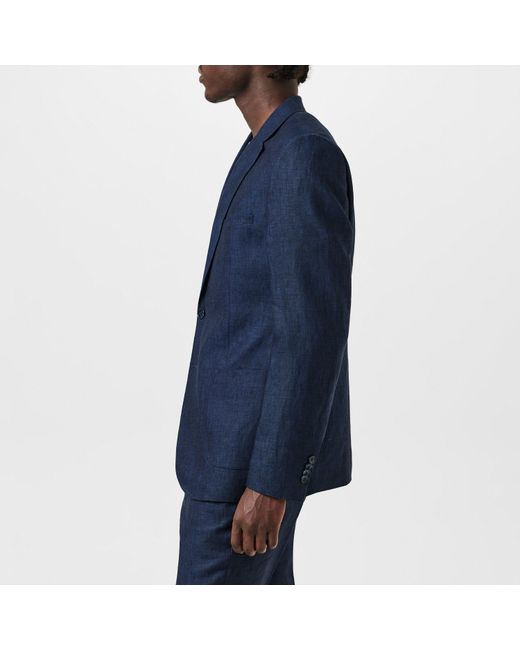 Without Prejudice Blue Frith Slim Fit Linen Jacket for men