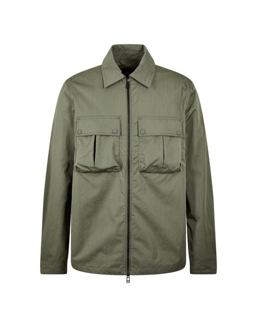 Belstaff Green Stride Zip Collar Long Sleeve Overshirt for men