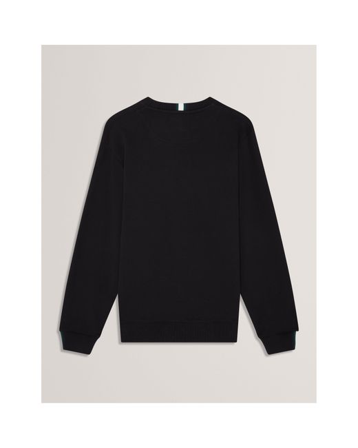 Ted Baker Black Long-Sleeve Crew Tracksuit Top for men