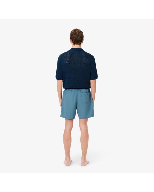 Lacoste Blue Mid-Length Monochrome Swim Trunks for men