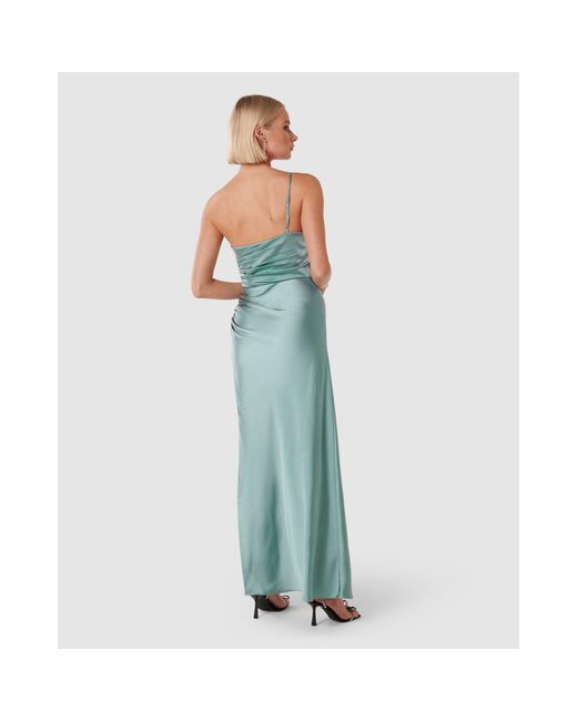 Forever New Blue Kelly One Shoulder Satin Maxi Dress