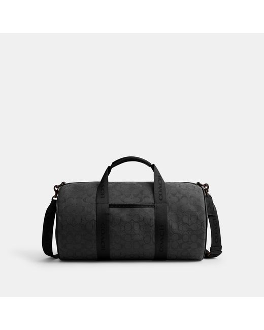 COACH Black Theo Signature Jacquard Duffle Holdall for men