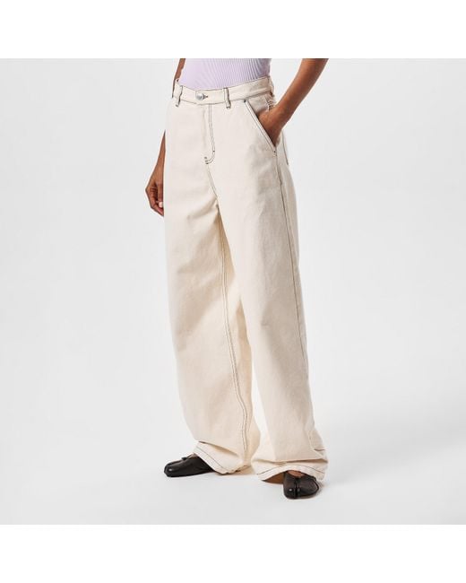 AMI White High Rise Wide Leg Trousers