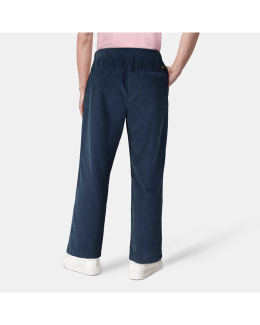 Lyle & Scott Blue Loose Wide Leg Trouser for men