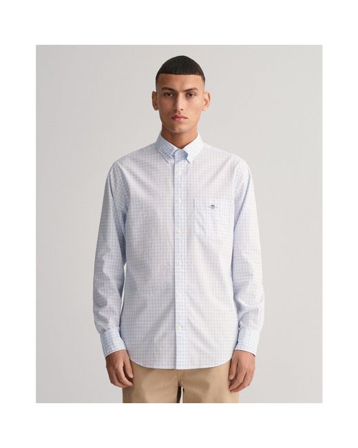 Gant Blue Regular Fit Gingham Poplin Shirt for men