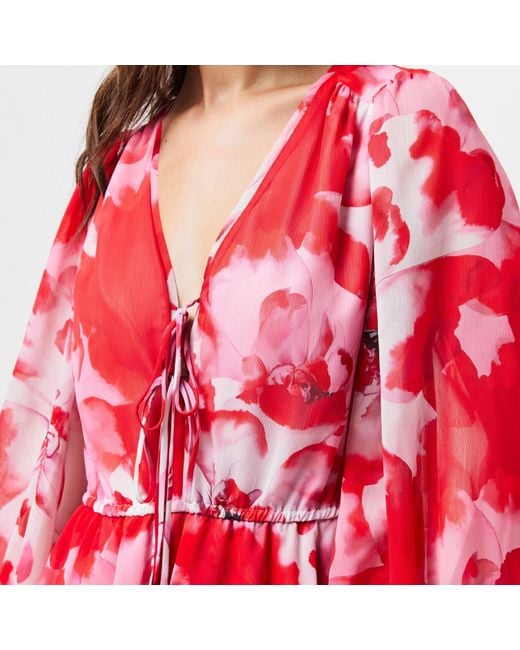 Ted Baker Red Leyna Tie-Fastened Mini Dress