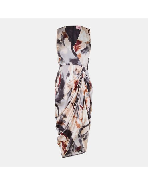 AX Paris Multicolor Marble Print Wrap Top Gathered Skirt Midi Dress