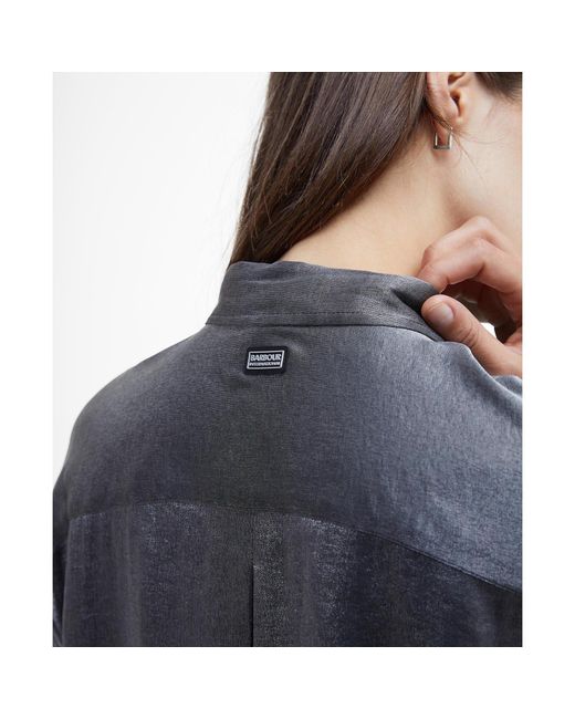 Barbour Gray Della Satin Long-sleeved Shirt