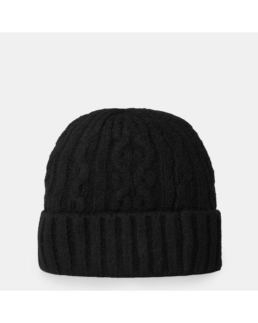 COACH Black Embroidered Cable Knitted Beanie