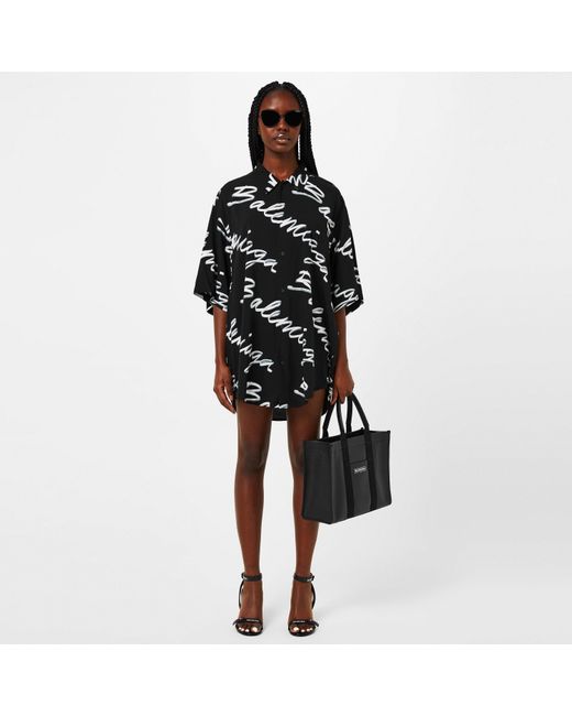 Balenciaga Black Script Logo Woven Oversized Fit Tracksuit Shorts