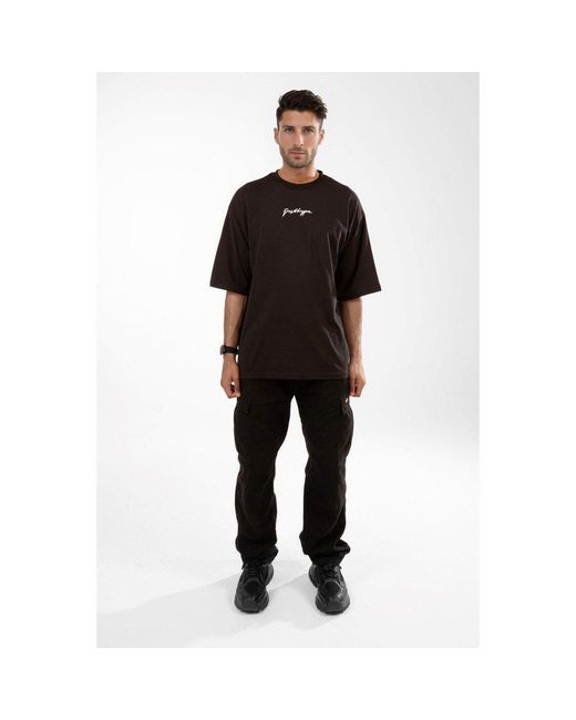Hype Black Oversized Regular Fit T-Shirt for men