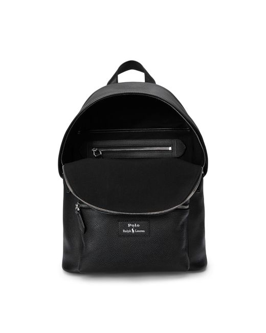 Polo Ralph Lauren Black Pebble Leather Dome Backpack