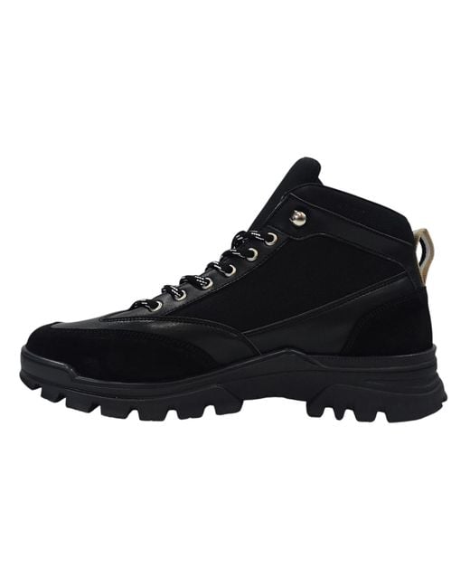 Firetrap Black Jason Leather Lace Up Hiker Rugged Boots for men