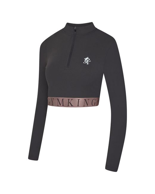 Gym King Gray Impact Quarter Zip Funnel Neck Crop Top