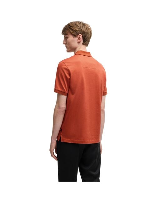 Boss Red H-Parlay Micro-Pattern Cotton Short Sleeve Polo Shirt for men