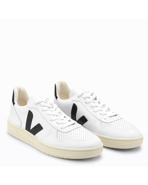 Veja White V-10 Leather Trainer for men