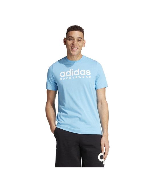 Adidas Blue Essentials Single Jersey Logo T-Shirt for men