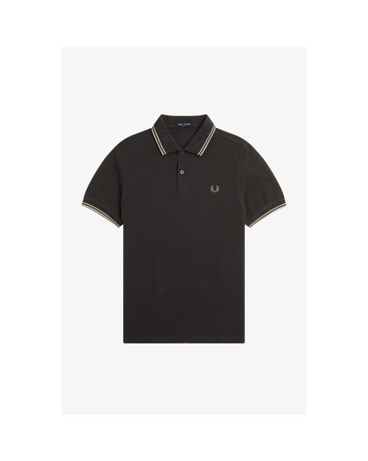 Fred Perry Black Short Sleeve Twin Tipped Polo Shirt for men