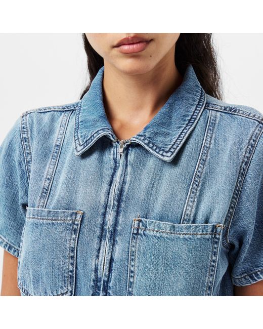 GOOD AMERICAN Blue Linen Lightweight Jumpsuit