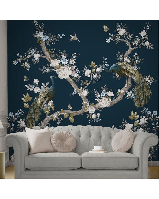 Laura Ashley Blue Belvedere Midnight Fixed Size Mural