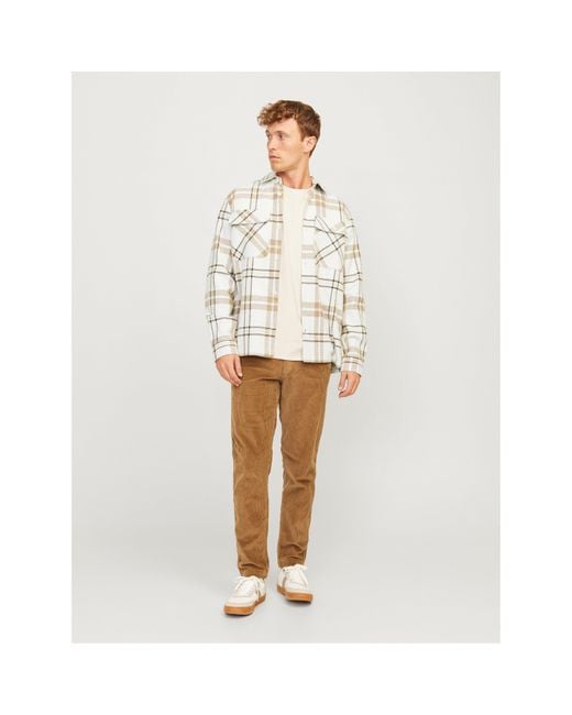 Jack & Jones White Raymond Long Sleeve Overshirt for men