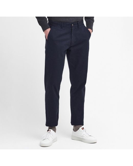 Barbour Blue Washed Stretch Tailored Trousers for men