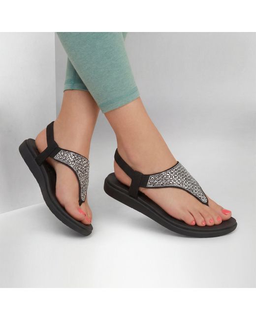 Skechers Black Med Luxe Me Flat Sandals for men