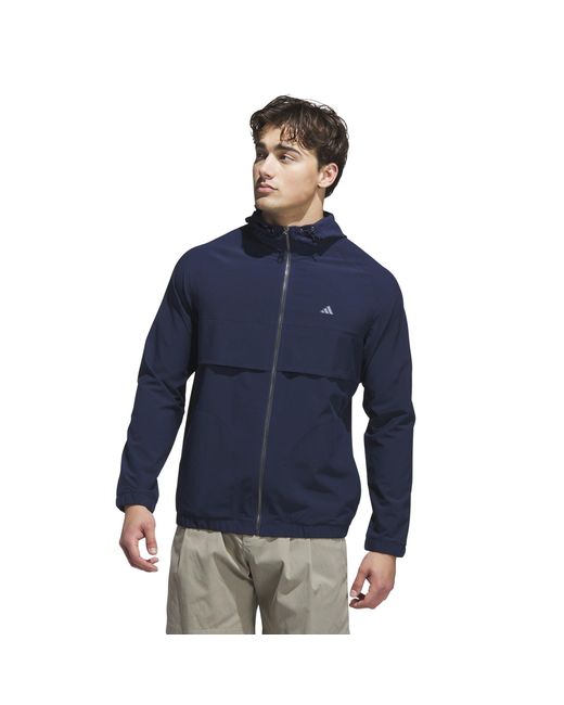 Adidas Blue Go To Full-Zip Windbreaker Thermal Performance Golf Jacket for men