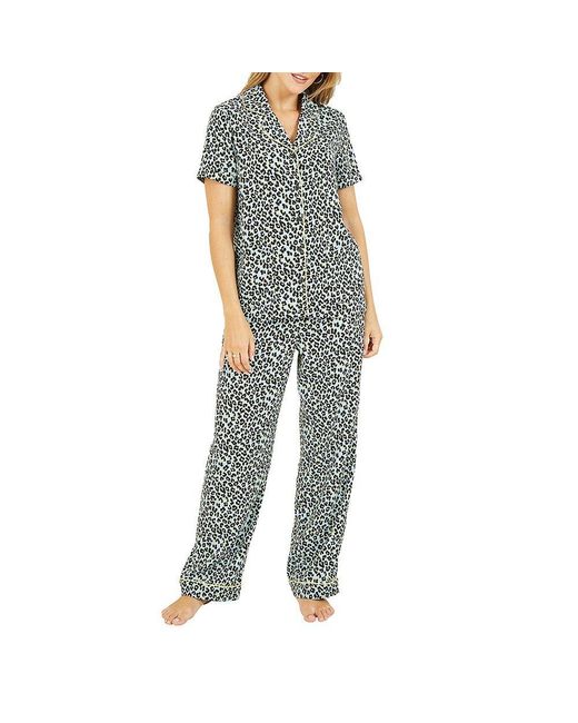 Yumi' Blue Leopard Print Pyjamas
