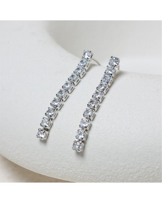 Jon Richard White Rhodium Plated Cz Round Tennis Earrings