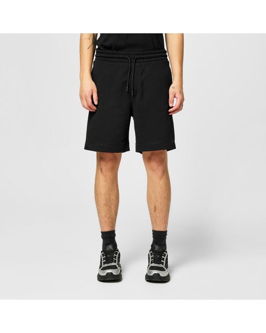 Boss Black Mid-Length Elasticated Drawstring Fleece Shorts for men