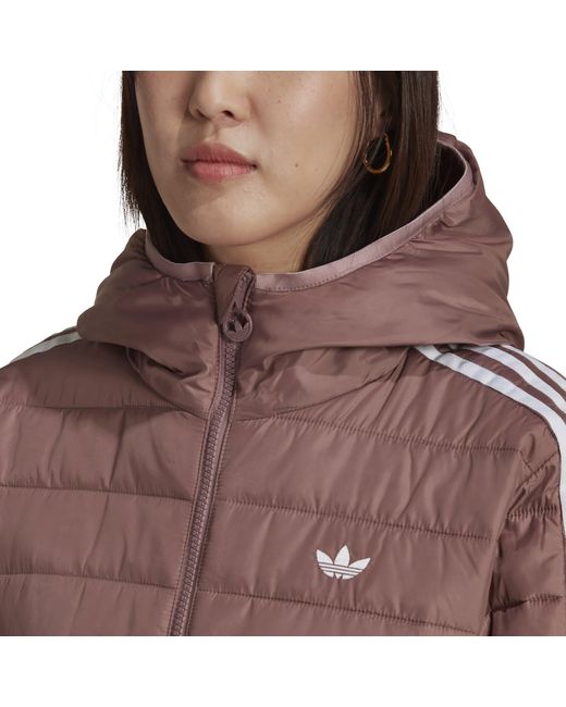 Adidas Originals Brown Premium Slim Hooded Long Sleeve Slim Fit Short Puffer Jacket