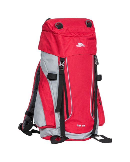 Trespass Red Adults Trek Rucksack Backpack