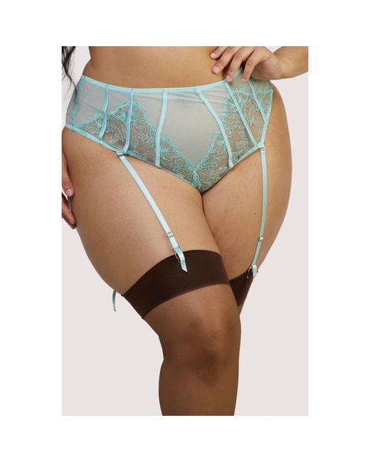 Playful Promises Blue Valerie Embroidery & Mesh High Waist Suspende