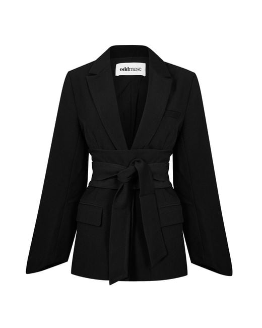 Odd Muse Black Belted Long Sleeve Blazer